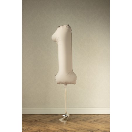 Balon foliowy Cyfra 1 - 86 cm - Jasny beżowy matowy