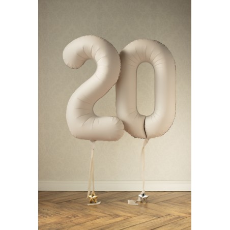 Balon foliowy Cyfra 0 - 86 cm - Jasny beżowy matowy