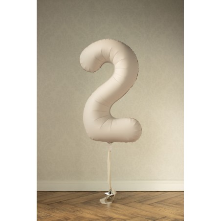 Balon foliowy Cyfra 2 - 86 cm - Jasny beżowy matowy