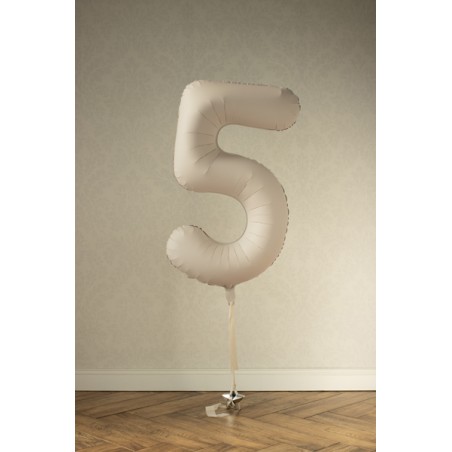 Balon foliowy Cyfra 5 - 86 cm - Jasny beżowy matowy