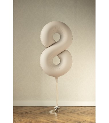 Balon foliowy Cyfra 8 - 86 cm - Jasny beżowy matowy