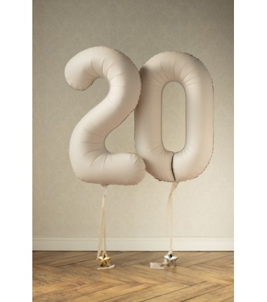 Balony foliowe Cyfra 30 - 86 cm - Jasny beżowy matowy