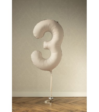 Balony foliowe Cyfra 30 - 86 cm - Jasny beżowy matowy