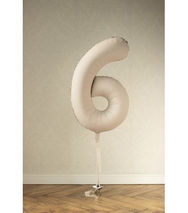 Balony foliowe Cyfra 65 - 86 cm - Jasny beżowy matowy