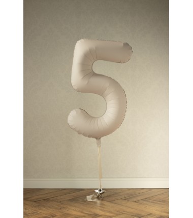 Balony foliowe Cyfra 65 - 86 cm - Jasny beżowy matowy