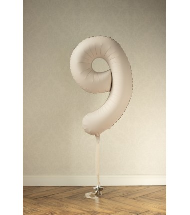 Balony foliowe Cyfra 95 - 86 cm - Jasny beżowy matowy
