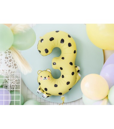 Balon foliowy Cyfra 3 - Gepard - 68x98 cm