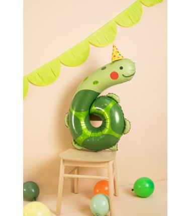 Balon foliowy Cyfra 6 - Żółw 75x96 cm