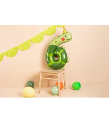 Balon foliowy Cyfra 6 - Żółw 75x96 cm