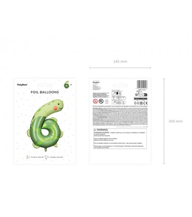 Balon foliowy Cyfra 6 - Żółw 75x96 cm