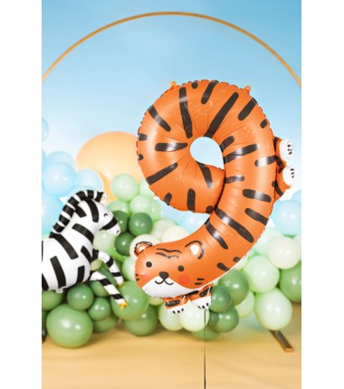 Balon foliowy Cyfra 9 - Tygrys 64x87 cm