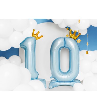 Stojący balon foliowy cyfra 1 - 84 cm błękit