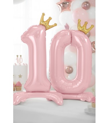 Stojący balon foliowy cyfra 1 - 84 cm jasny różowy