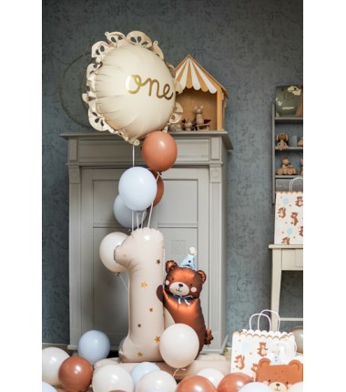 Balon foliowy Cyfra 1 z Misiem 81 x 72 cm