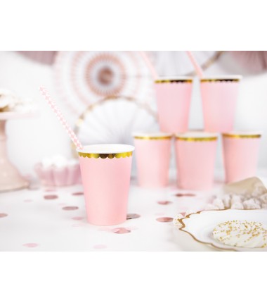 Kubeczki 220 ml jasnoróżowe - 6 sztuk