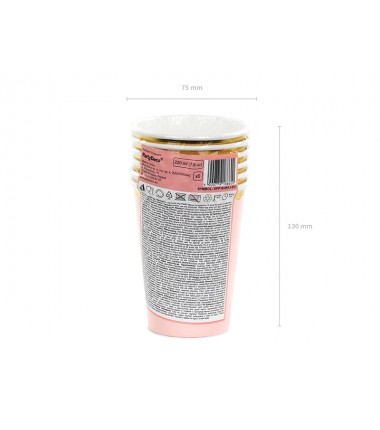 Kubeczki 220 ml jasnoróżowe - 6 sztuk