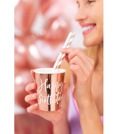 Kubeczki Happy Birthday! różowe złoto 260ml