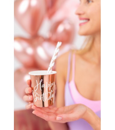 Kubeczki Happy Birthday! różowe złoto 260ml