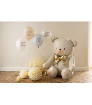 Balon foliowy Miś, 75x84 cm, kremowy