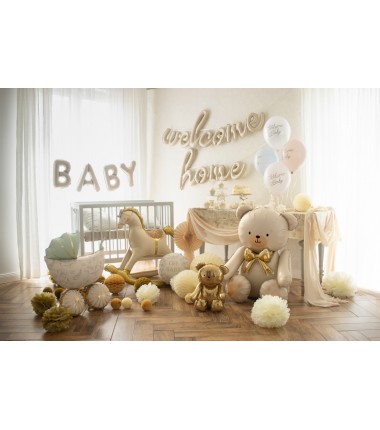 Balon foliowy Miś, 75x84 cm, kremowy