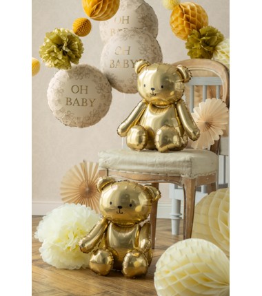 Balon foliowy Miś 43x53 cm złoty