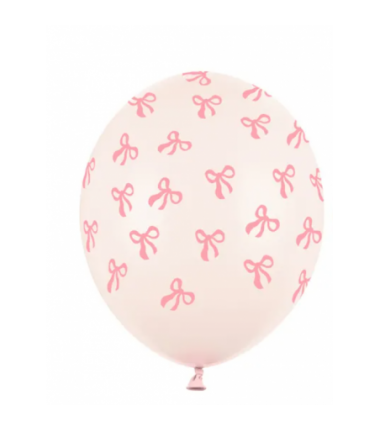 Balony nadruk 30 cm Kokardki - beżowe - 6 sztuk