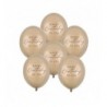 Balony nadruk 30 cm Happy Birthday - Metallic Cold Gold - 6 sztuk