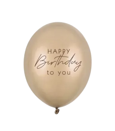 Balony nadruk 30 cm Happy Birthday - Metallic Cold Gold - 6 sztuk