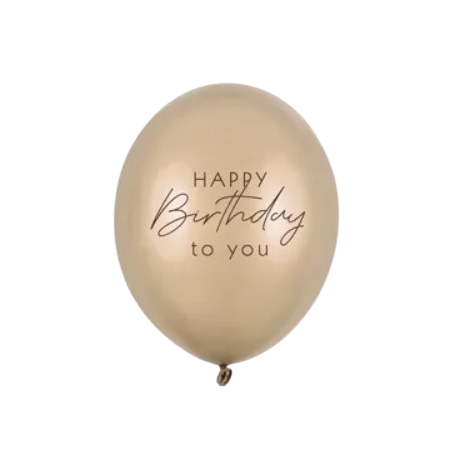 Balony nadruk 30 cm Happy Birthday - Metallic Cold Gold - 6 sztuk