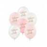 Balony nadruk 30 cm, Welcome Baby, mix różowy - 6 sztuk