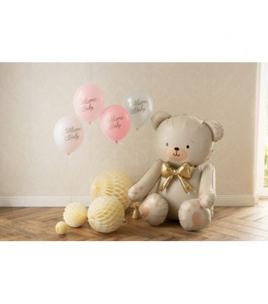 Balony nadruk 30 cm, Welcome Baby, mix różowy - 6 sztuk