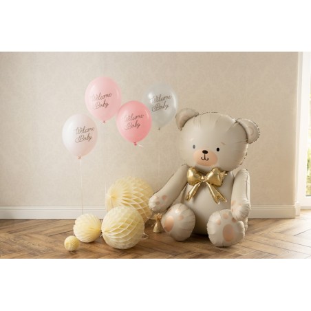 Balony nadruk 30 cm, Welcome Baby, mix różowy - 6 sztuk