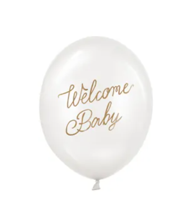 Balony nadruk 30 cm, Welcome Baby, mix różowy - 6 sztuk