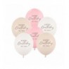 Balony nadruk 30 cm, Happy Birthday, mix różowy - 6 sztuk