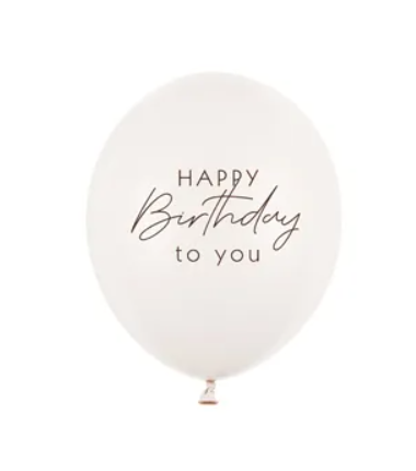 Balony nadruk 30 cm, Happy Birthday, mix różowy - 6 sztuk