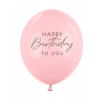 Balony nadruk 30 cm, Happy Birthday, mix różowy - 6 sztuk