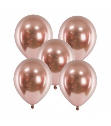 Balony Glossy 46 cm różowe złoto - 5 sztuk