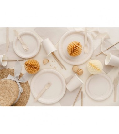 Kubeczki papierowe Party Deco beżowe 250ml - 6 sztuk