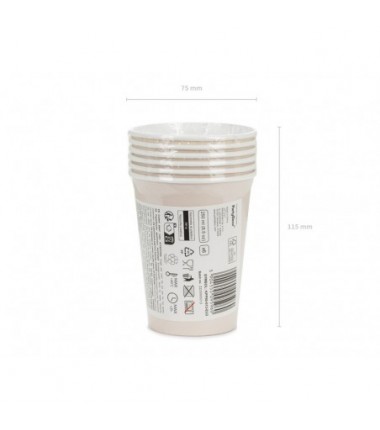 Kubeczki papierowe Party Deco beżowe 250ml - 6 sztuk