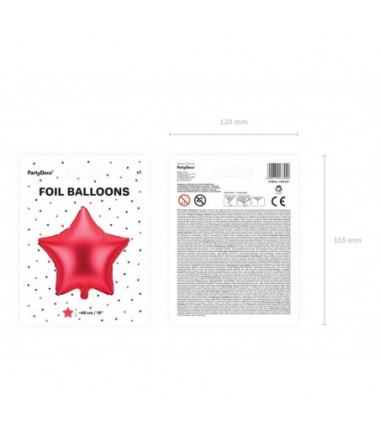 Balon foliowy Gwiazdka, 48cm, czerwony