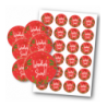 Naklejki WESOŁYCH ŚWIĄT - 4cm - czerwone - 24 szt