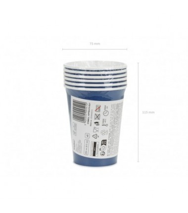 Kubeczki papierowe Party Deco granatowe 250ml - 6 sztuk