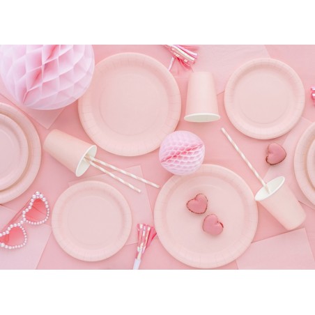 Kubeczki papierowe Party Deco jasny różowy 250ml - 6 sztuk