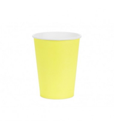 Kubeczki papierowe Party Deco żółte 250ml - 6 sztuk