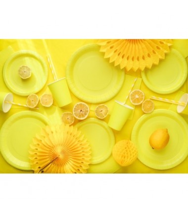 Kubeczki papierowe Party Deco żółte 250ml - 6 sztuk