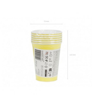Kubeczki papierowe Party Deco żółte 250ml - 6 sztuk