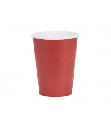 Kubeczki papierowe Party Deco ciemny czerwony 250ml - 6 sztuk
