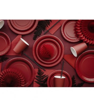 Kubeczki papierowe Party Deco ciemny czerwony 250ml - 6 sztuk