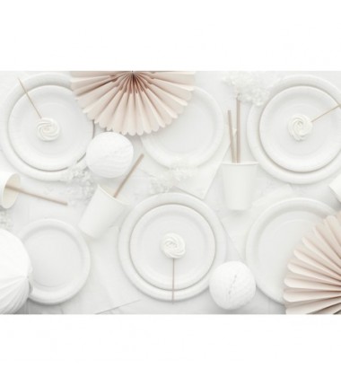 Kubeczki papierowe Party Deco białe 250ml - 6 sztuk