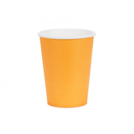 Kubeczki papierowe Party Deco jasny pomarańczowy 250ml - 6 sztuk